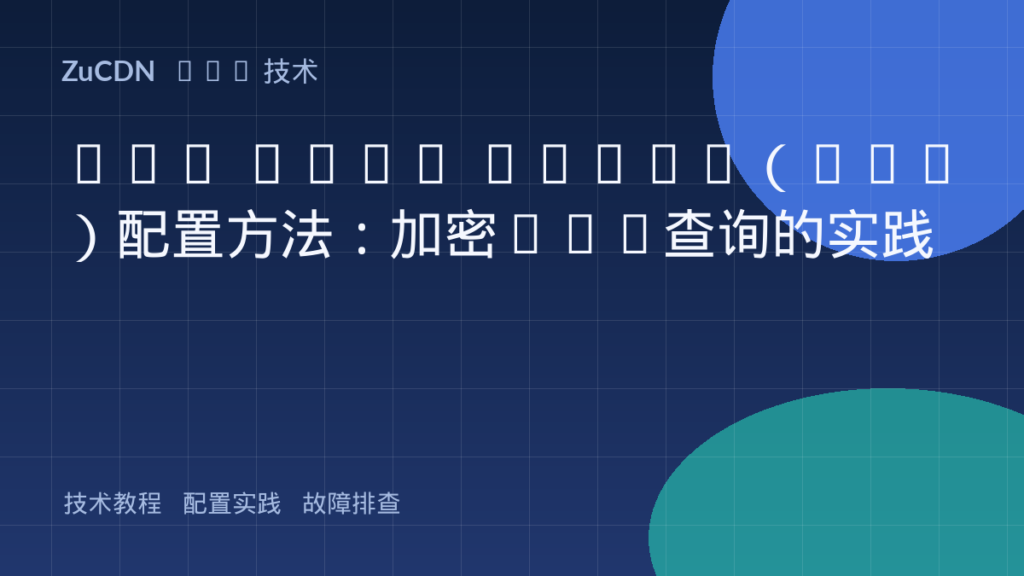 DNS over HTTPS(DoH)配置方法:加密DNS查询的实践